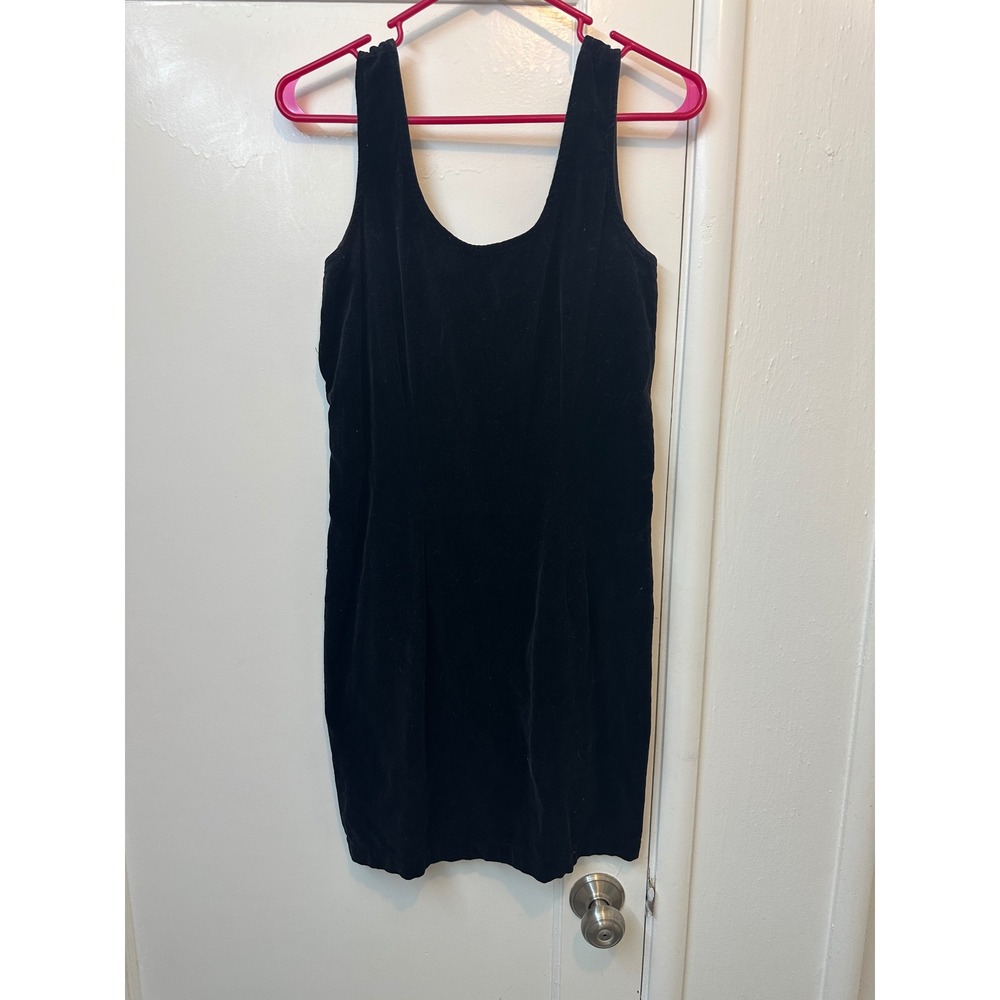 Tickets Clothing Vintage Black‎ Velvet Mini Dress Sleeveless Scoop Neck Size 11